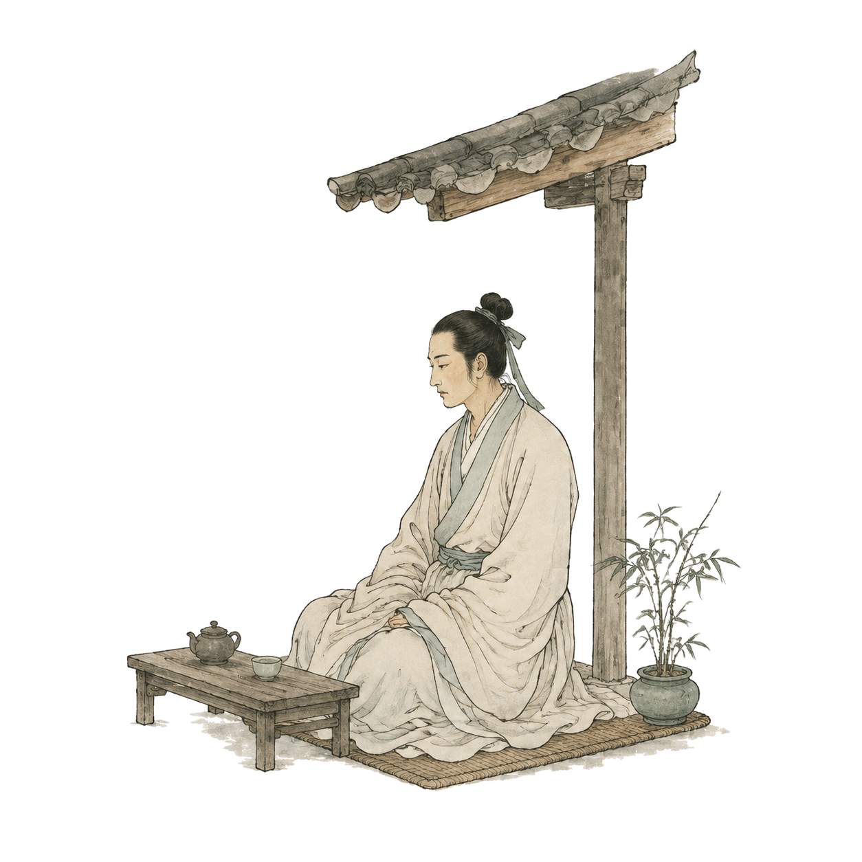听雨人物小景